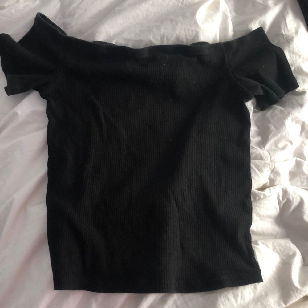 Black off the shoulder crop top